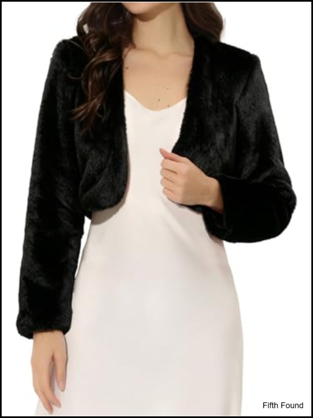 Faux Fur Cropped Bolero Shrug Wedding Jacket Long Sleeve